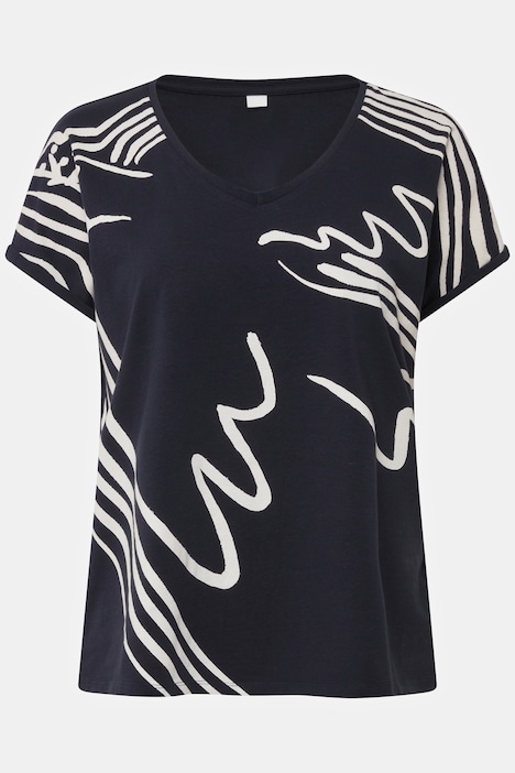 T-Shirt, oversized, Taube, V-Ausschnitt