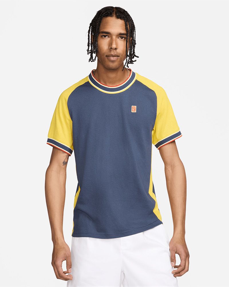 Haut de tennis Nike NikeCourt Bleu & Jaune pour homme