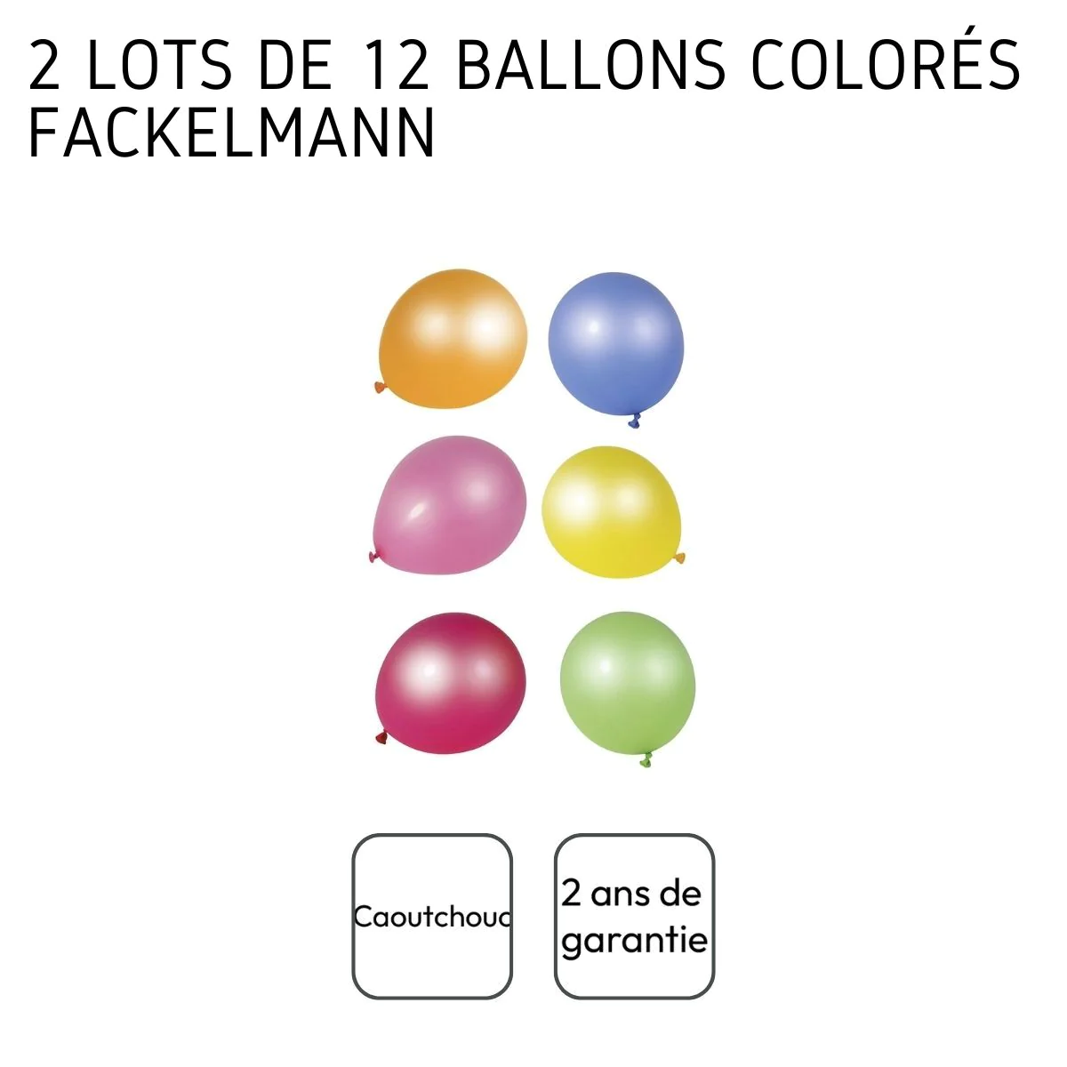 2 Lots de 12 ballons de baudruche colorés pour anniversaire Fackelmann
