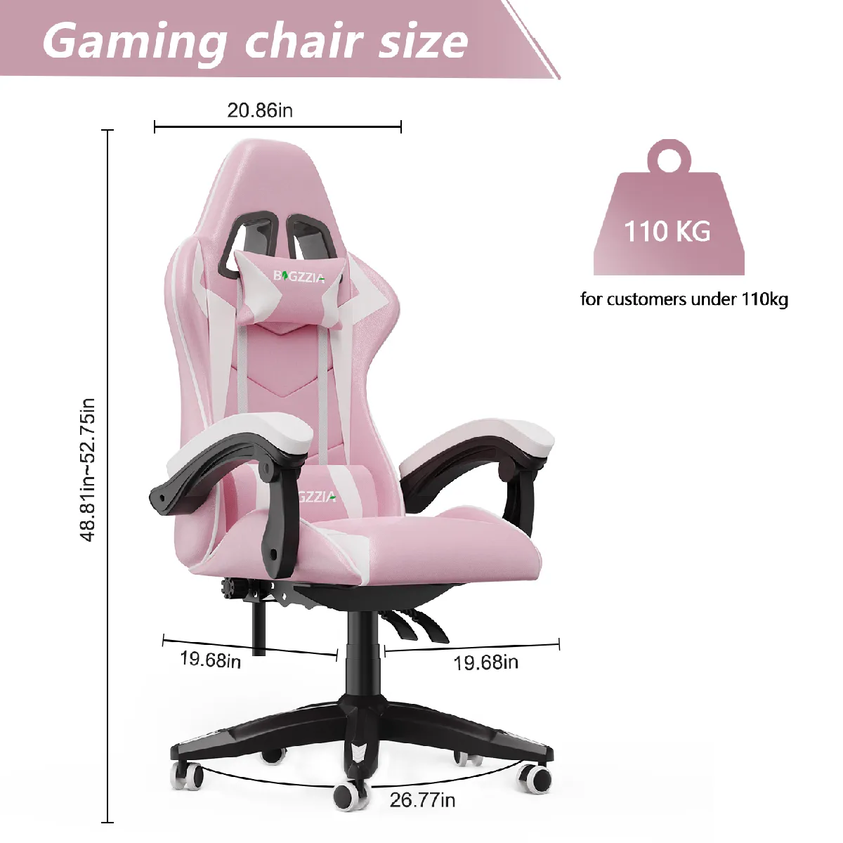 Chaise Gaming Rattantree - Rose Blanc