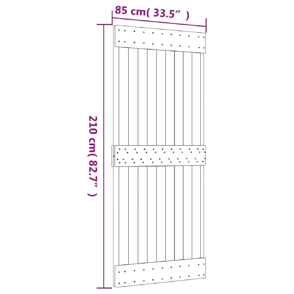 vidaXL Porte coulissante et kit de quincaillerie - 85x210 cm - Pin massif