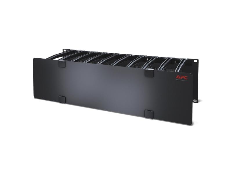 APC Kabelführungspanel AR8605 , Schwarz Horizontaler Kabelmanager, 3 HE x 6 Zoll tief, einseitig mit Abdeckung