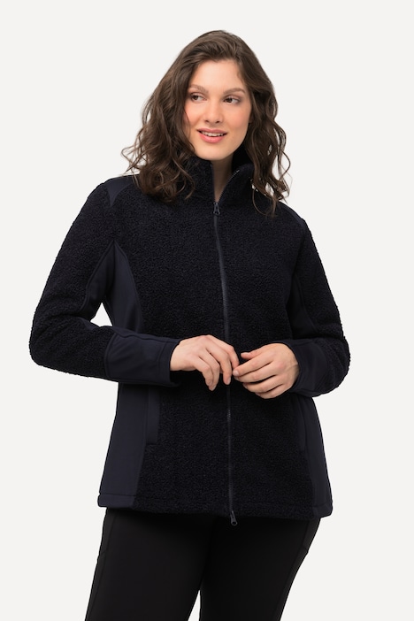 Teddyfleece-Jacke, Stehkragen, 2-Wege-Reißverschluss