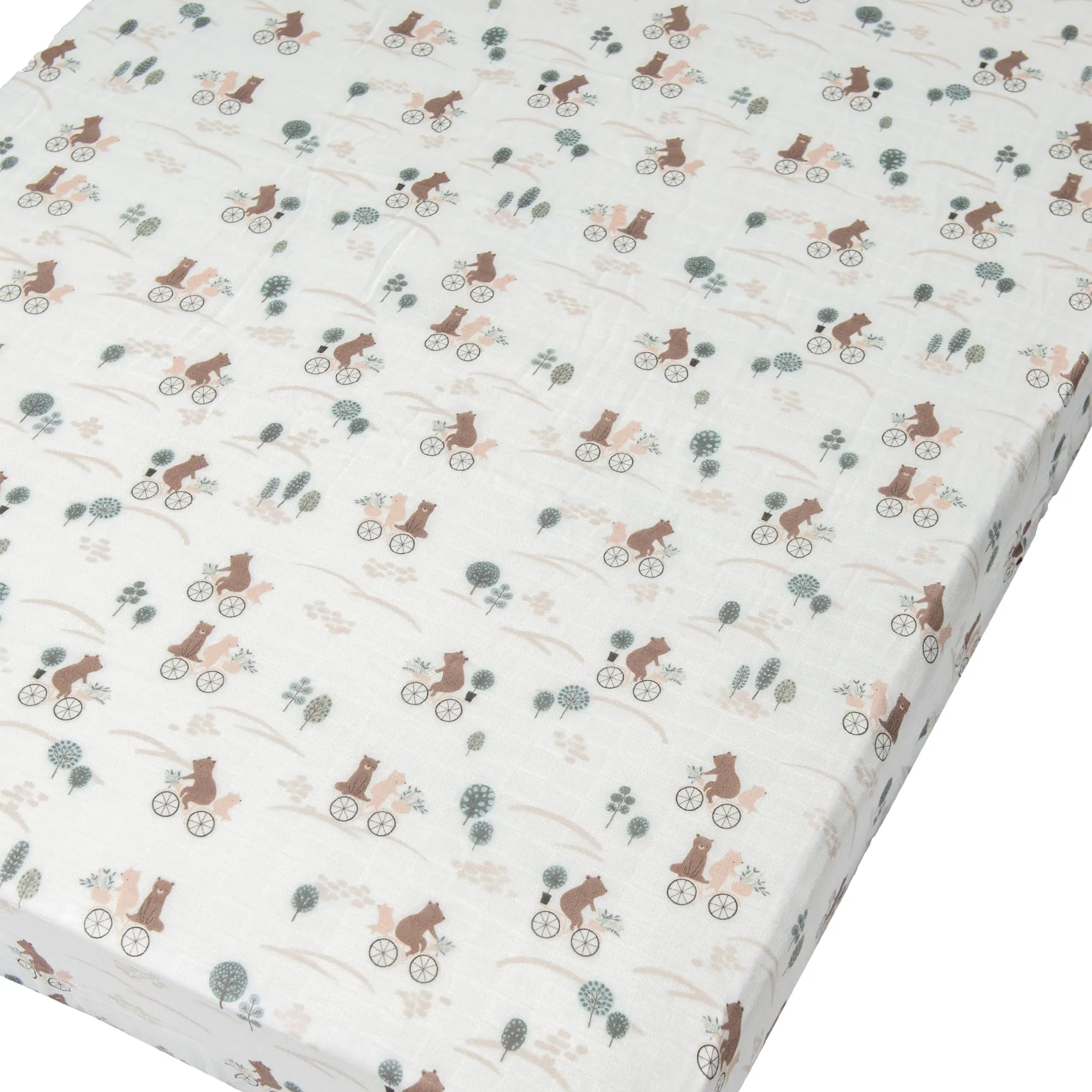 Loulou Lollipop Drap Contour pour Lit de Bébé - Mousseline Bambou Ours