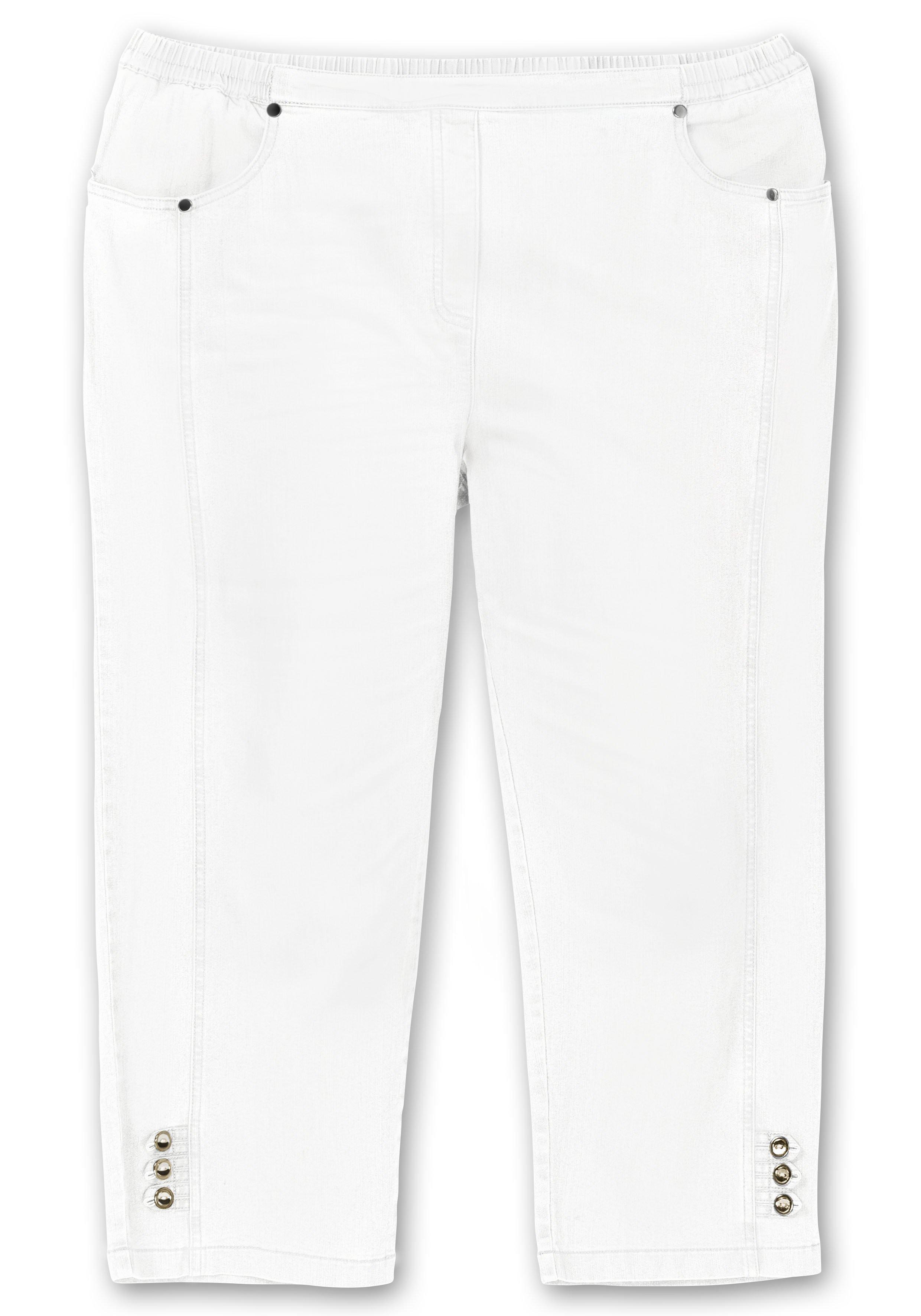 7/8-Jeans mit Zierknöpfen am Saum