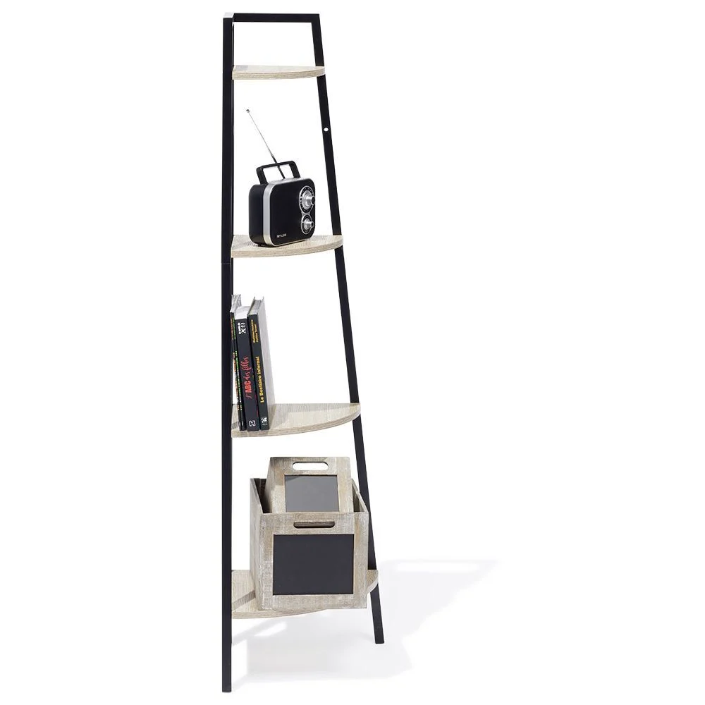 Étagère d'angle New York 4 niveaux métal et bois - 35x35xH135cm