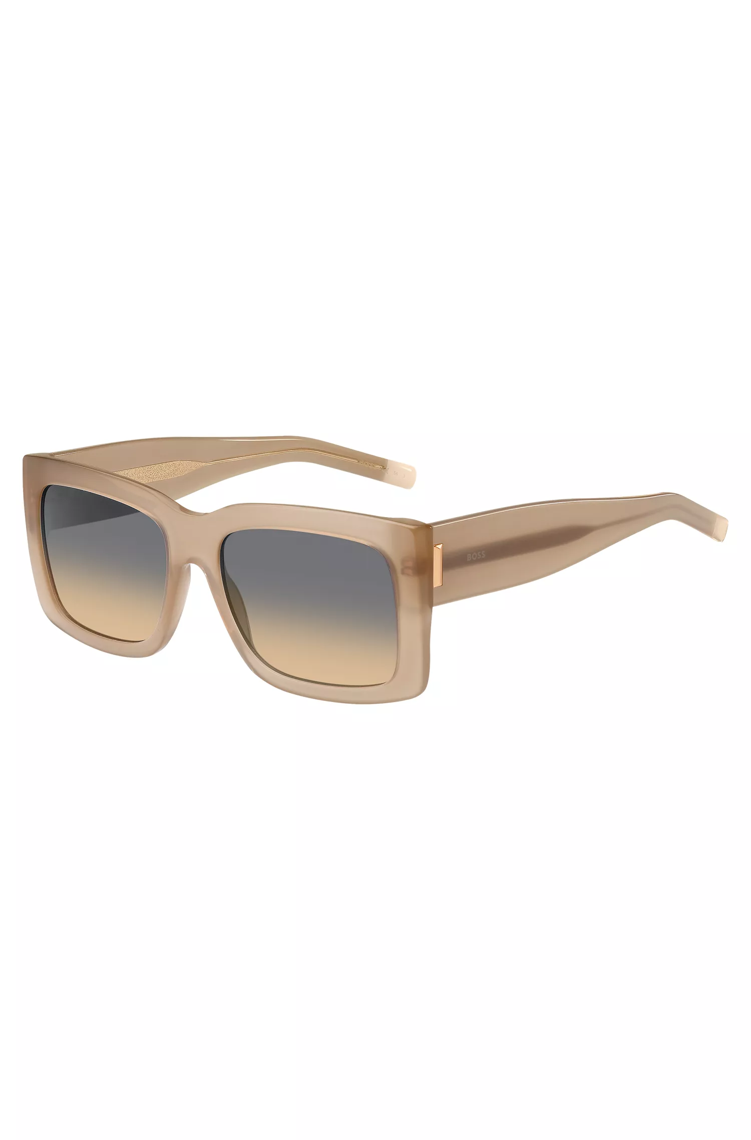 Óculos de sol BOSS Black-Opal em bioacetato com detalhes exclusivos.