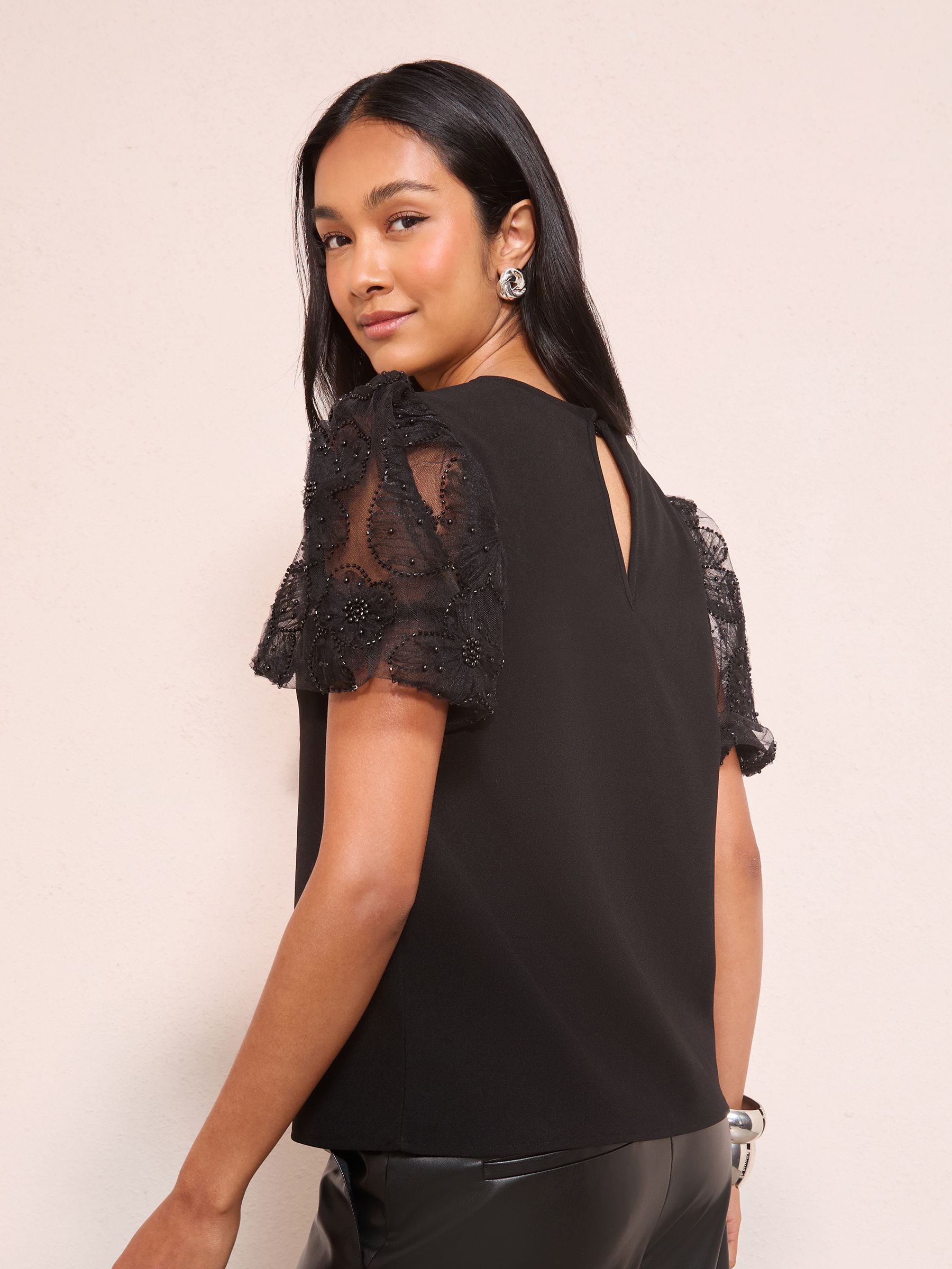 Friends Like These Rose Detail Puff Sleeve Top