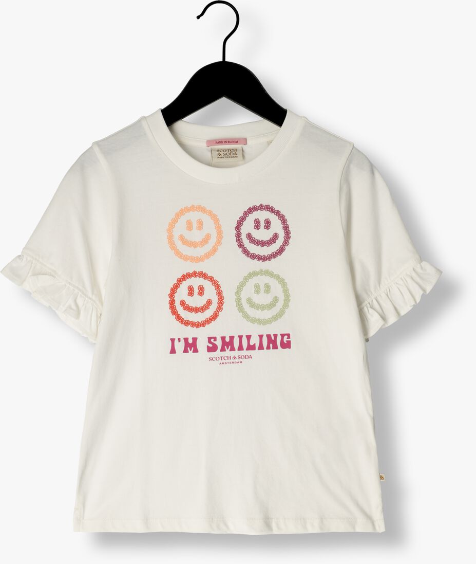 SCOTCH & SODA witte scotch & soda t-shirt regular fit ruffle detail artwork