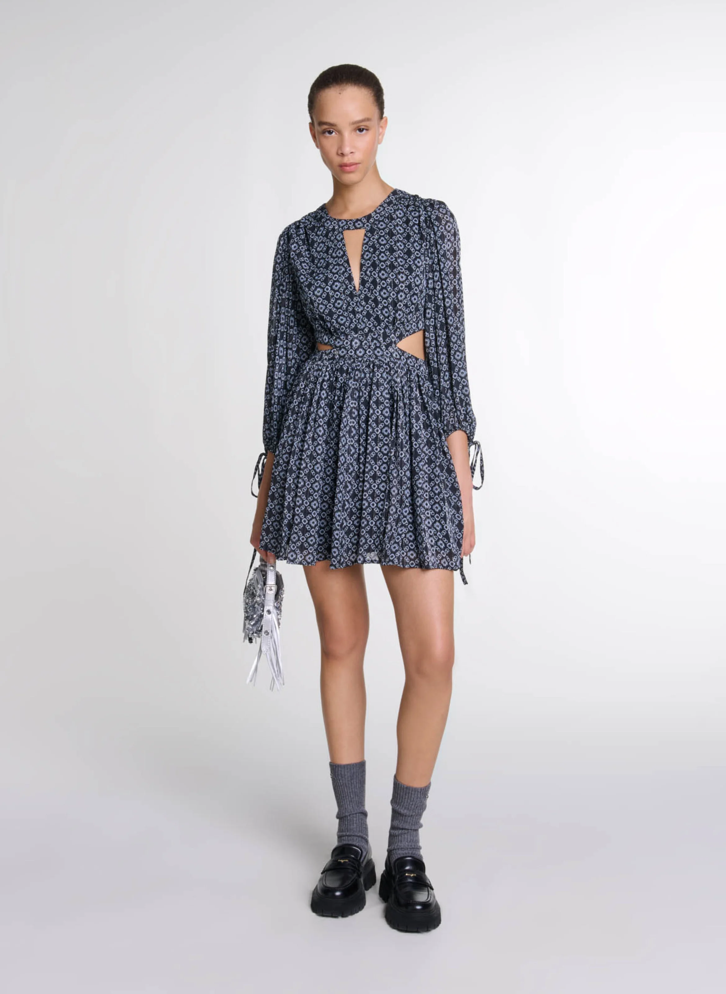 Robe courte imprimé monogramme | Noir