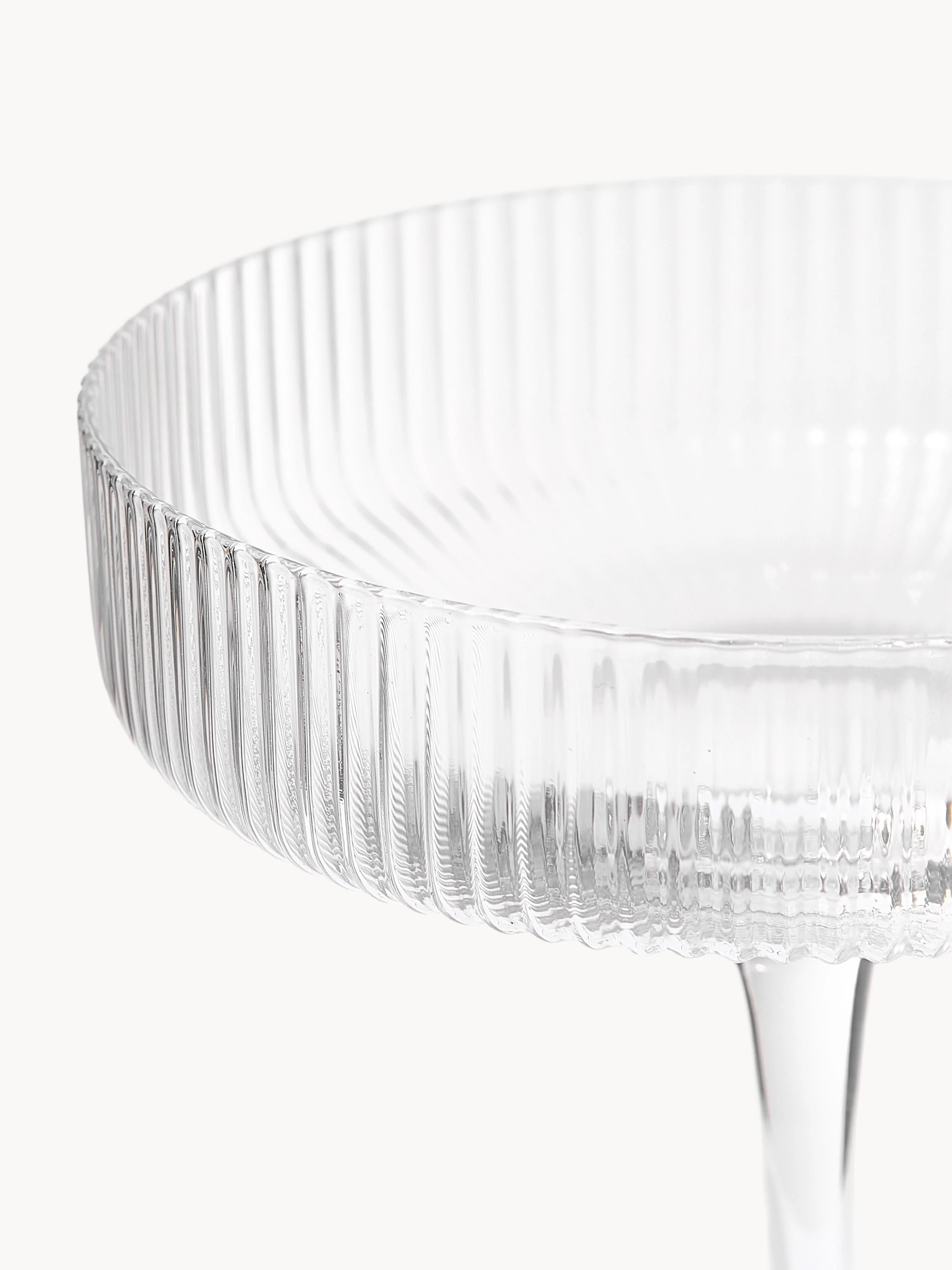 Mondgeblazen champagneglazen Ripple met groefreliëf, 2-delig