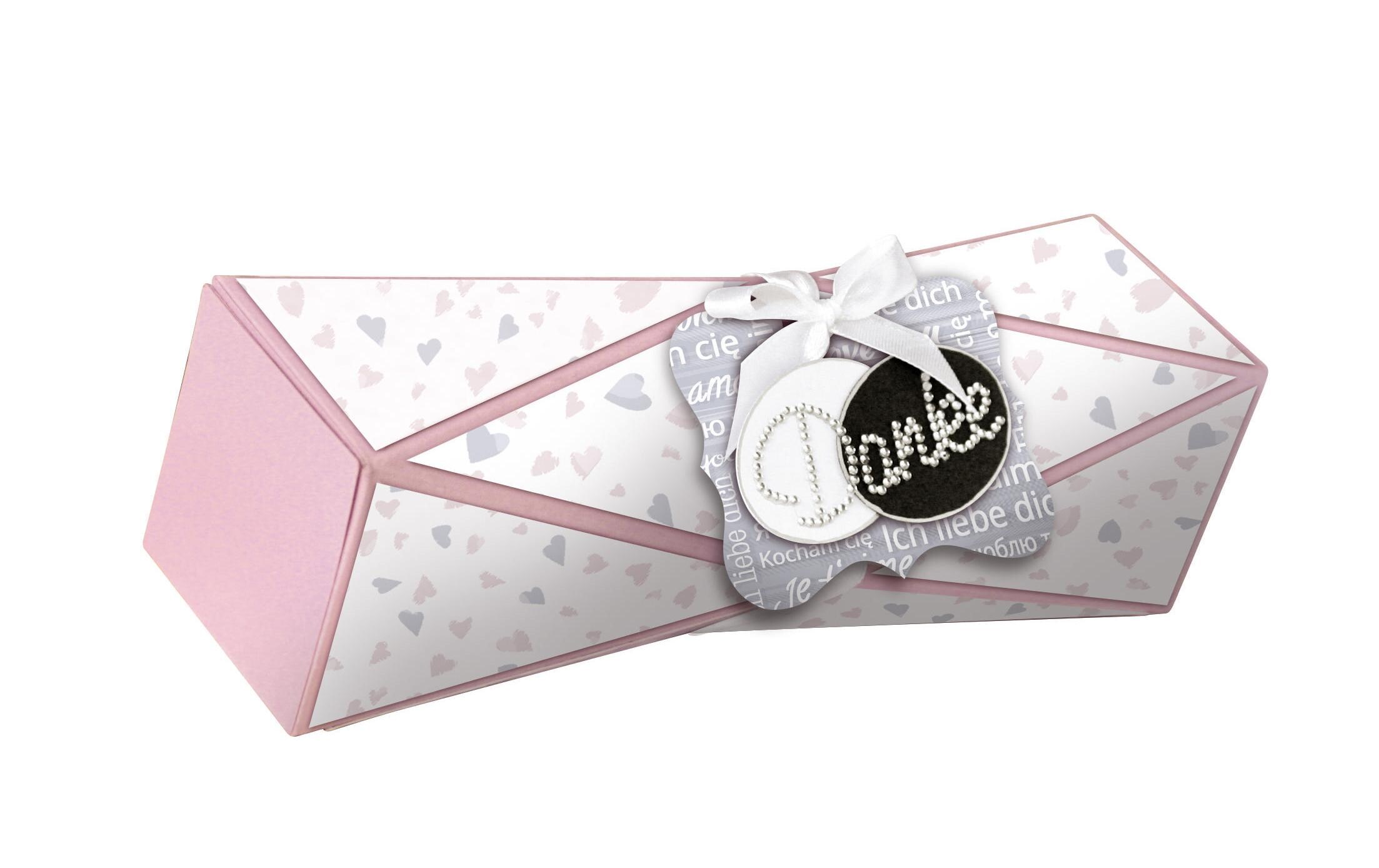 Bastelpapier 300 g/m² 18 Blatt, Rosa/Weiss, HochzeitDesignpapier