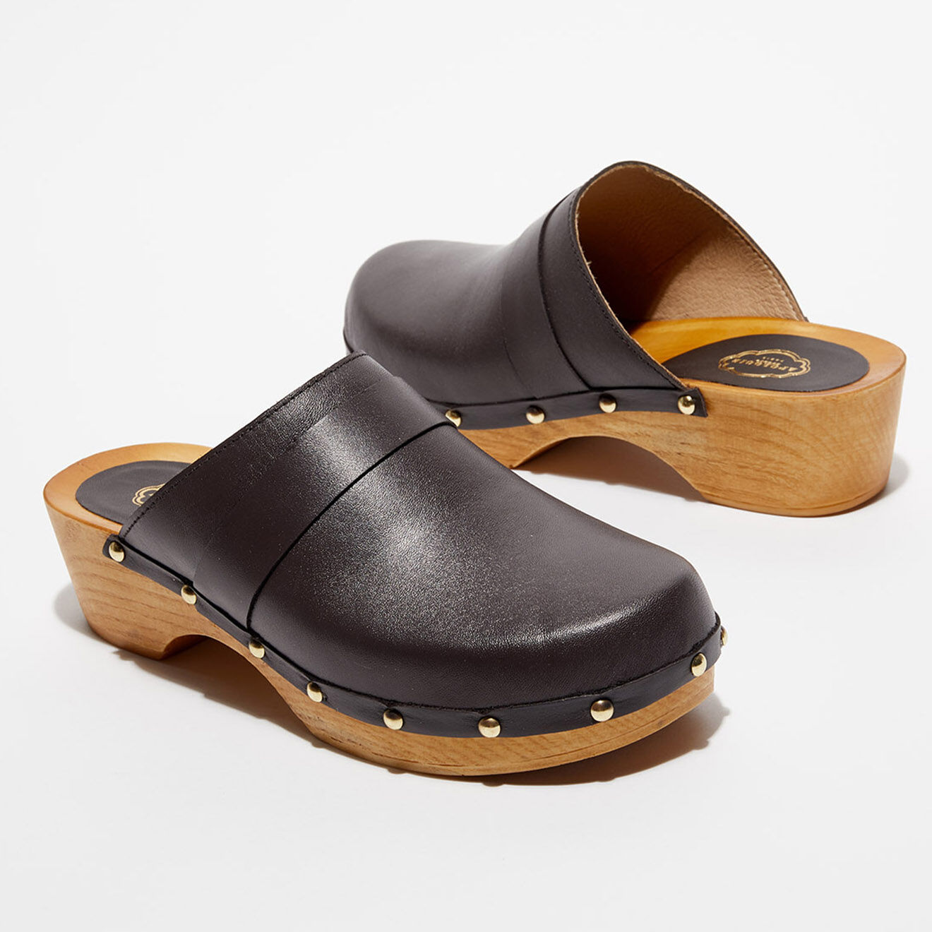 Apologie Studio Sabots en Cuir Sofia marron foncé - Talon 5 cm
