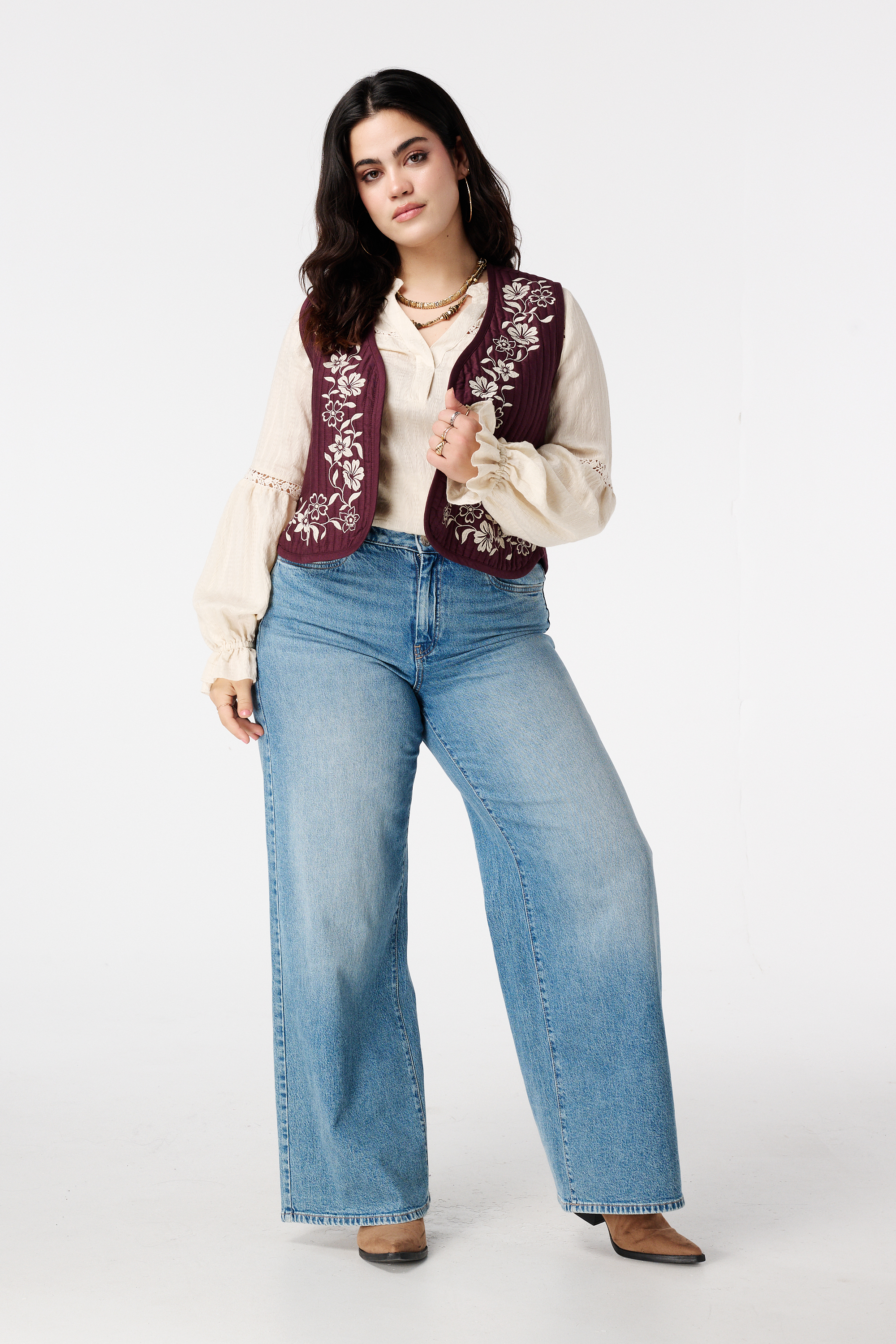 Gilet met broderie opdruk Bordeaux