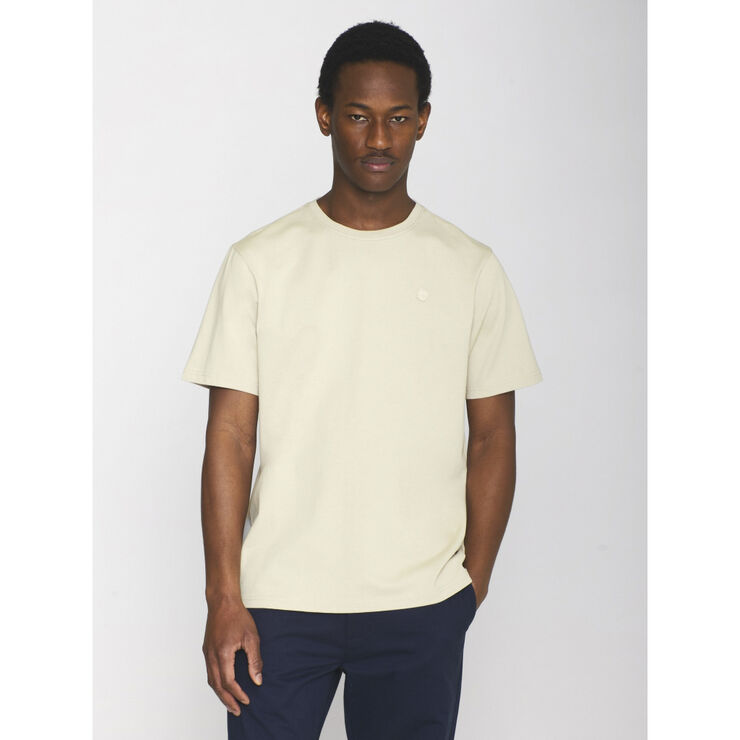 Knowledge Cotton Apparel Regular fit Badge t-shirt - GOTS/Vegan Safari melange