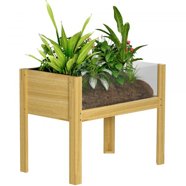 Outsunny Floreira de Madeira com Painéis de Acrílico 75x46x60,5 cm Madeira