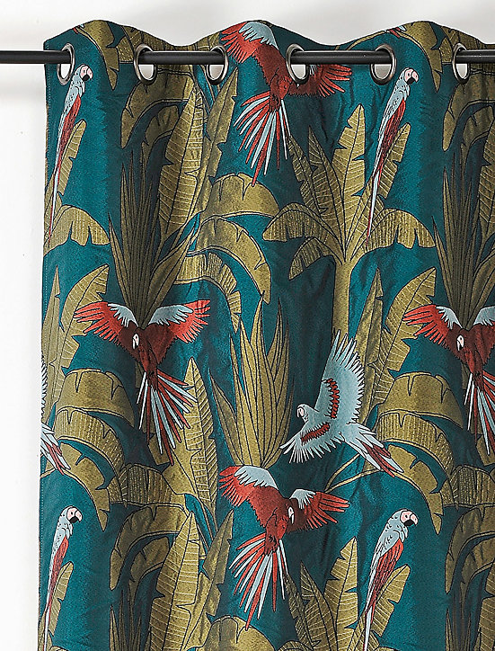 Rideau perruche en polyester Linder L.140 x H.250 cm bleu bleu