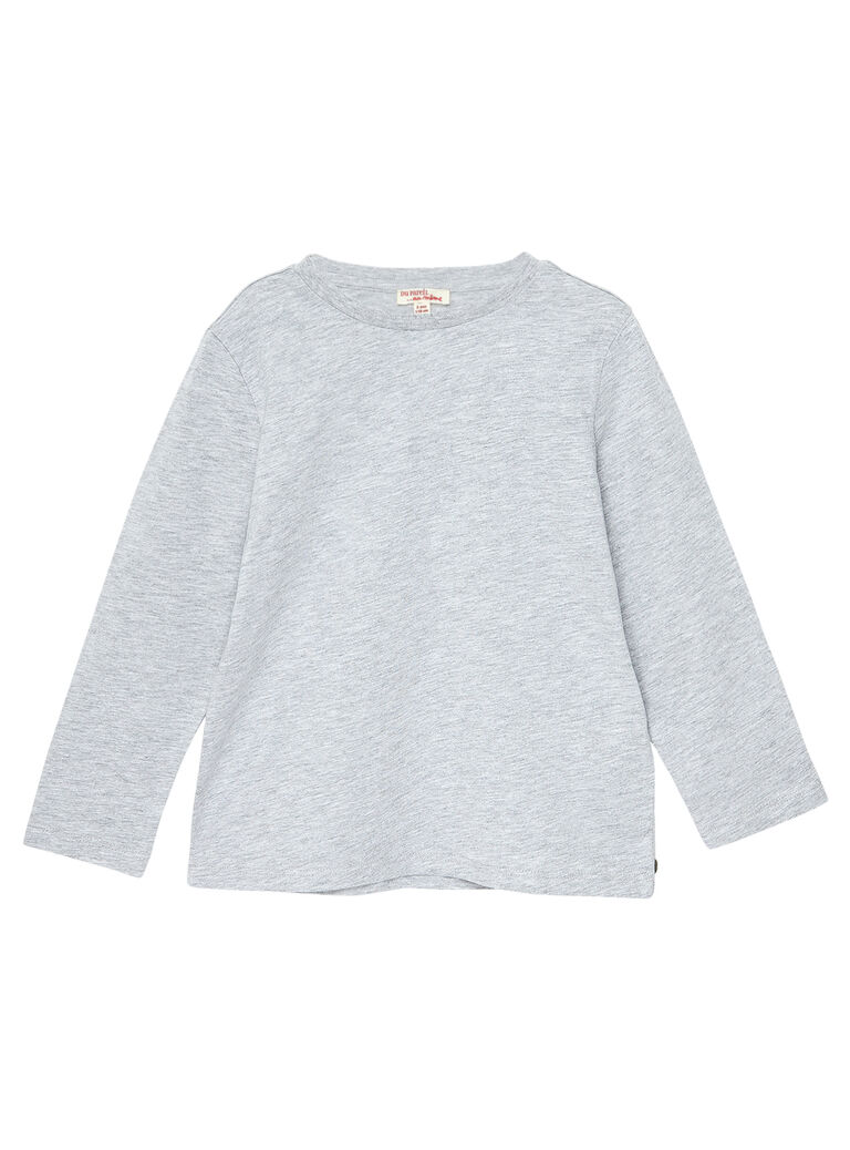 Tee shirt manches longues garçon gris chine