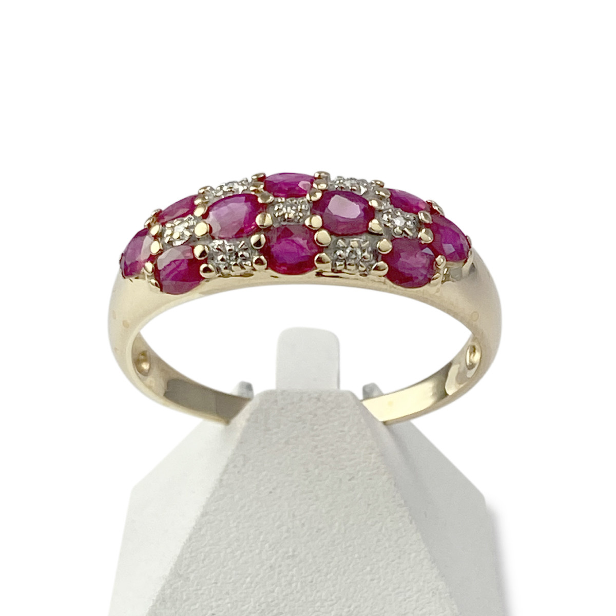 Bague d'occasion or 750 2 tons rubis et diamants