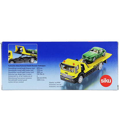 Siku Lastbil m. Bil - 1:55 - Breakdown Truck - Gul