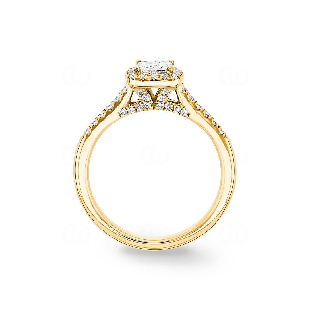 Princess Halo Diamantring 750/18 K Gelbgold 0.85 ct G/si