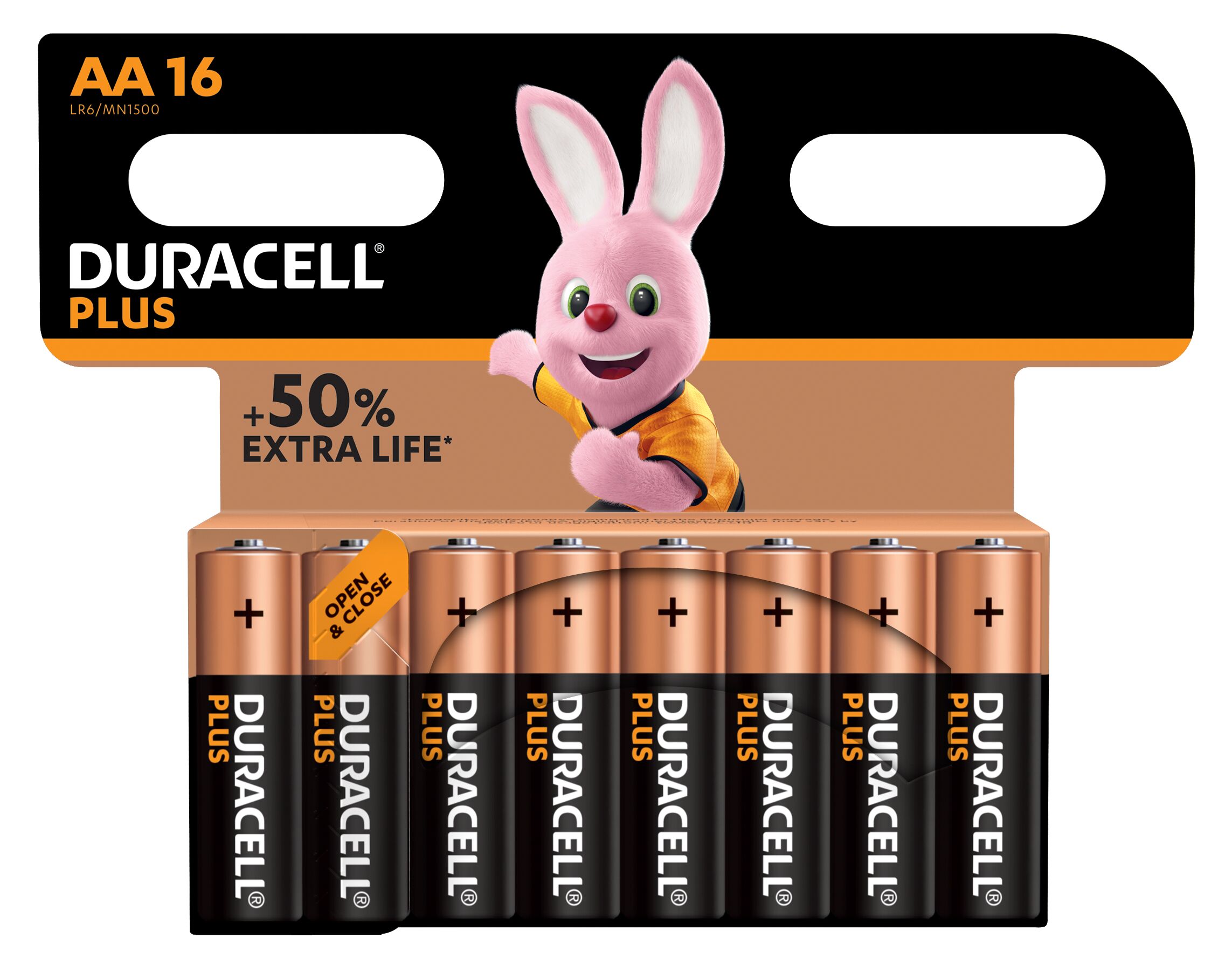 CONJUNTO DE PILHAS ALCALINA DURACELL PLUS AA 16 UNIDADES