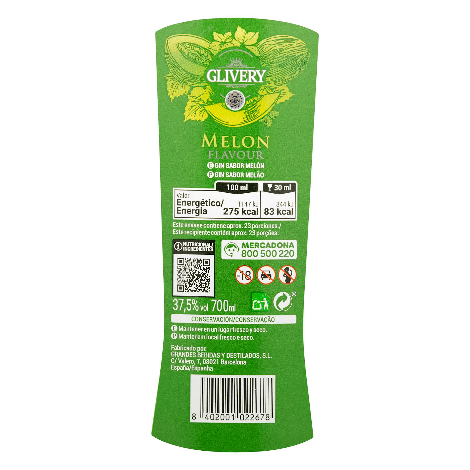 Gin aromatisé au melon Gin Glivery