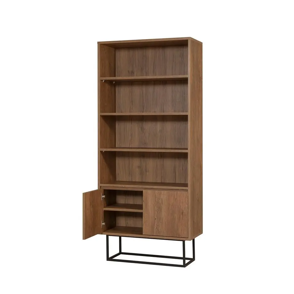 Boekenkast Walnoot Bruin Melamine - 80x36x182cm - Rea