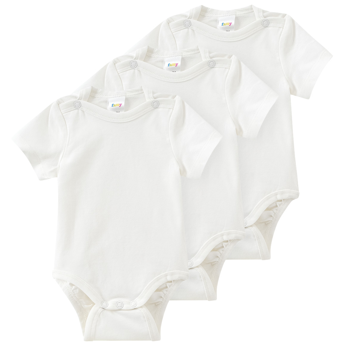 Famy 3 Baby Bodys in Unifarben weiss