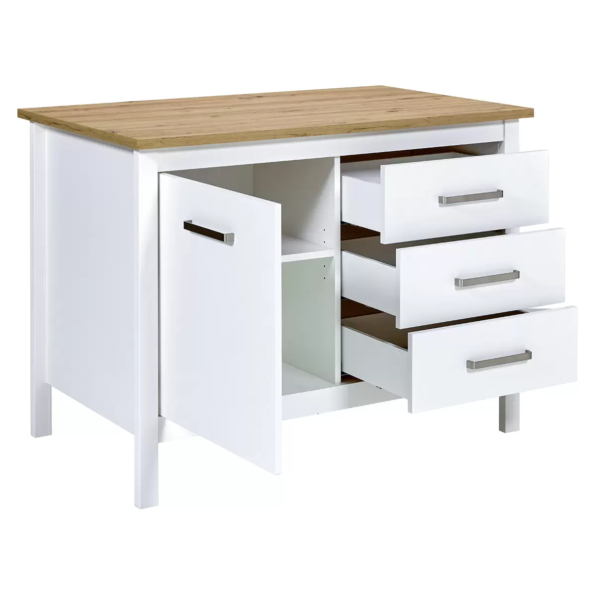 Kücheninsel Piazza Bianco 1T3S Artisan Eiche,weiss