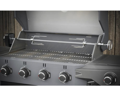 Tenneker® Carbon TG-4 U Gasgrill met 4 branders + zijbrander, gietijzeren rooster, zwart