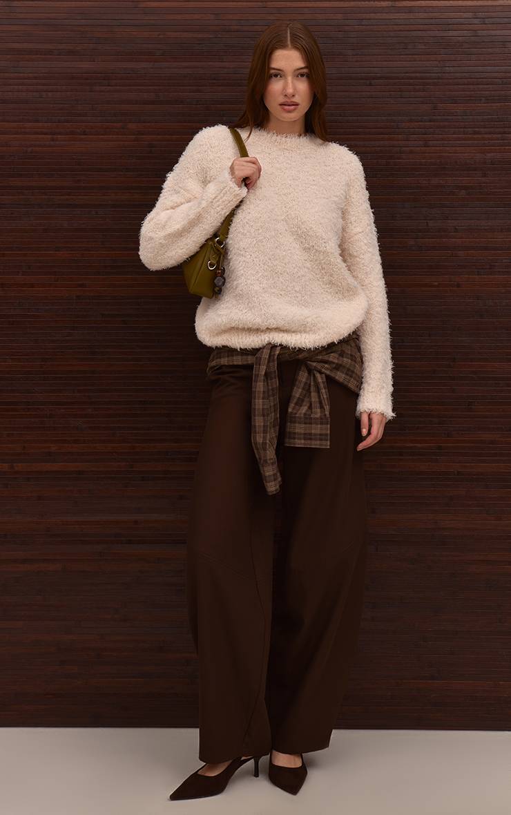Crème Synthétiquell Oversize En Maille Peluche
