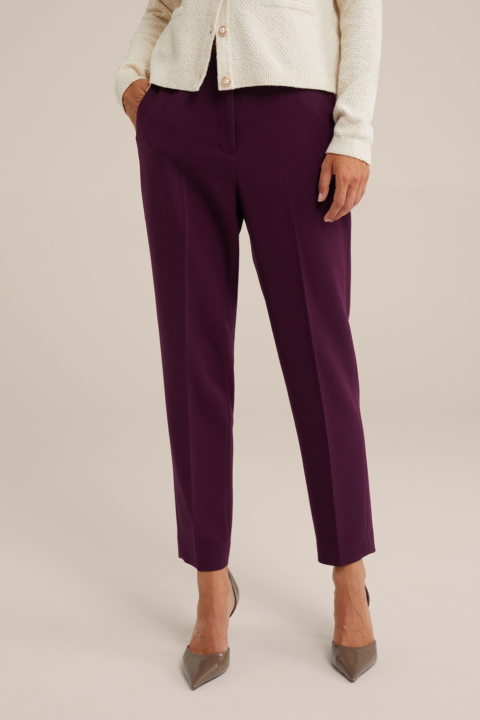 slim fit pantalon WE Fashion Donkerpaars