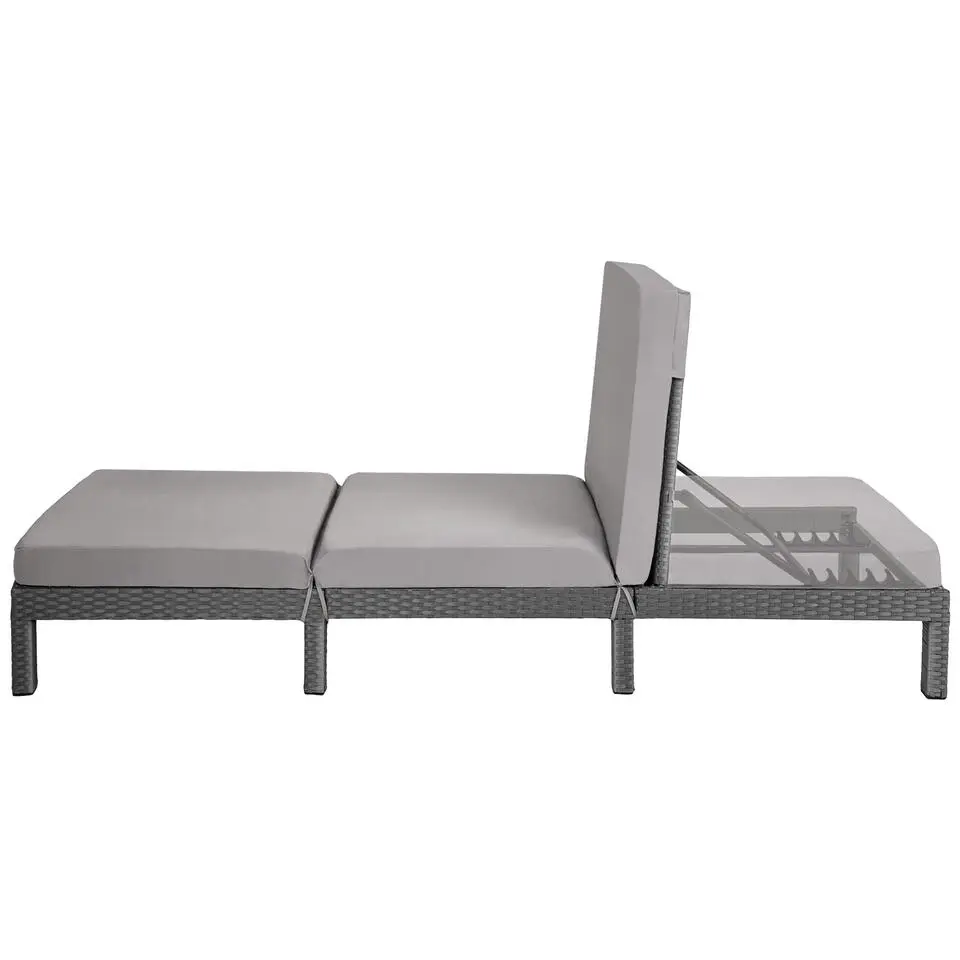 tectake Wicker ligbed Sofia, Grijs
