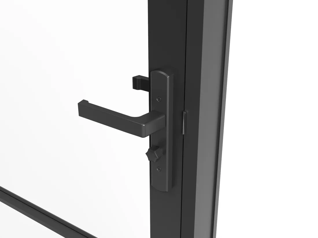 Bloc porte réversible en aluminium et verre trempé - H204 x L73 cm - Noir - MASERU