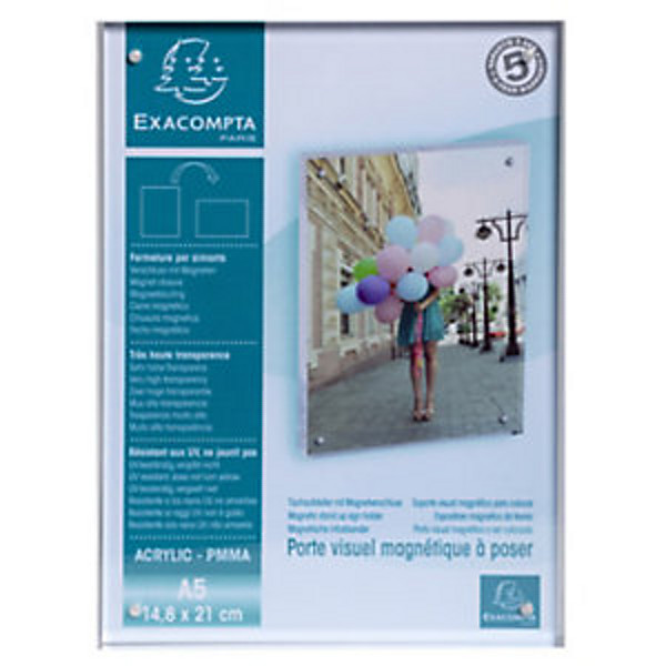 Exacompta Présentoir de document avec fermeture magnétique A5 Cristal - Transparent - lot de 5