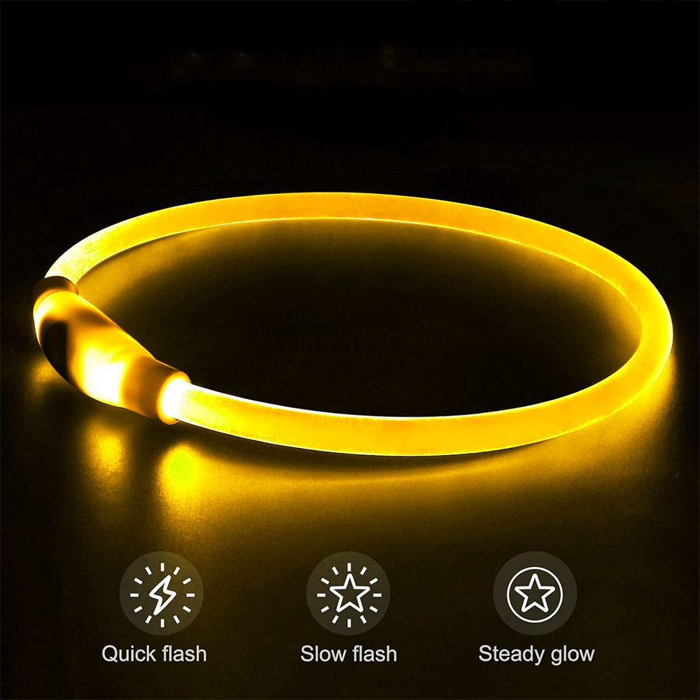 (18-45cm) Hunde USB Leucht Halsband LED Beleuchtung mit 3 Leucht Modi - Orange