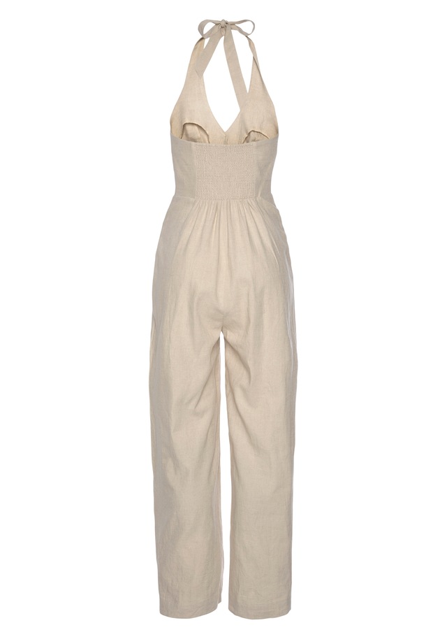 LASCANA Neckholder-Overall , aus Leinen-Mix, sommerlicher Jumpsuit mit weitem Bein