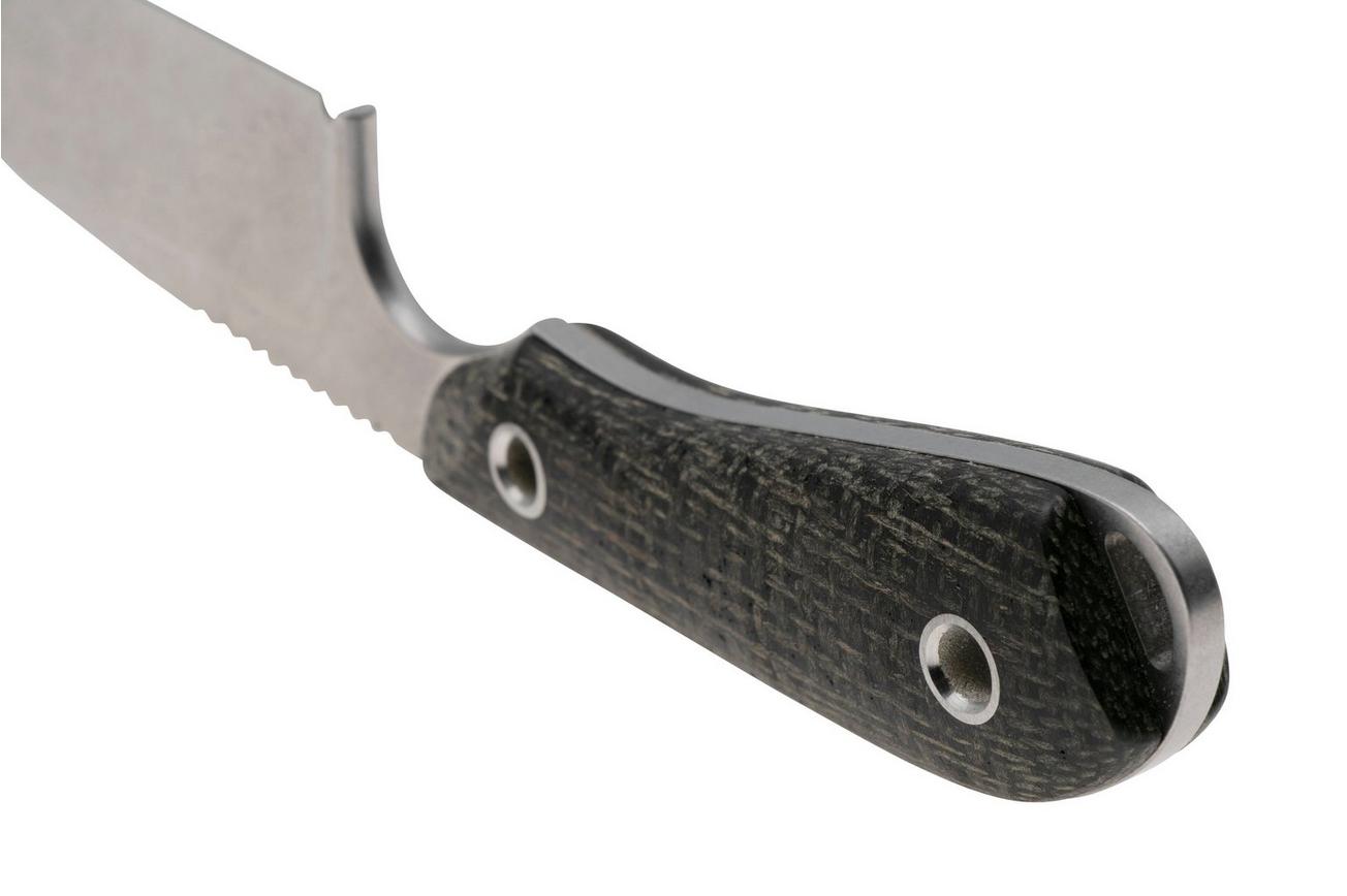 White River Knives M1 Black Burlap Micarta vaststaand mes, Kydex schede