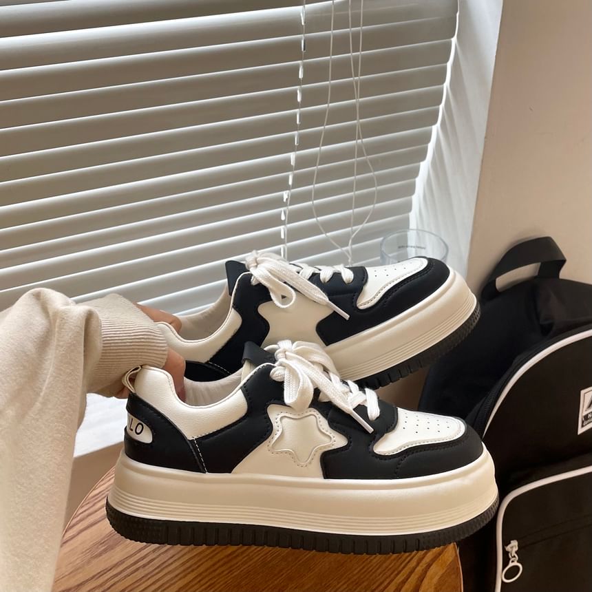 Asterisk - Star Applique Platform Sneakers