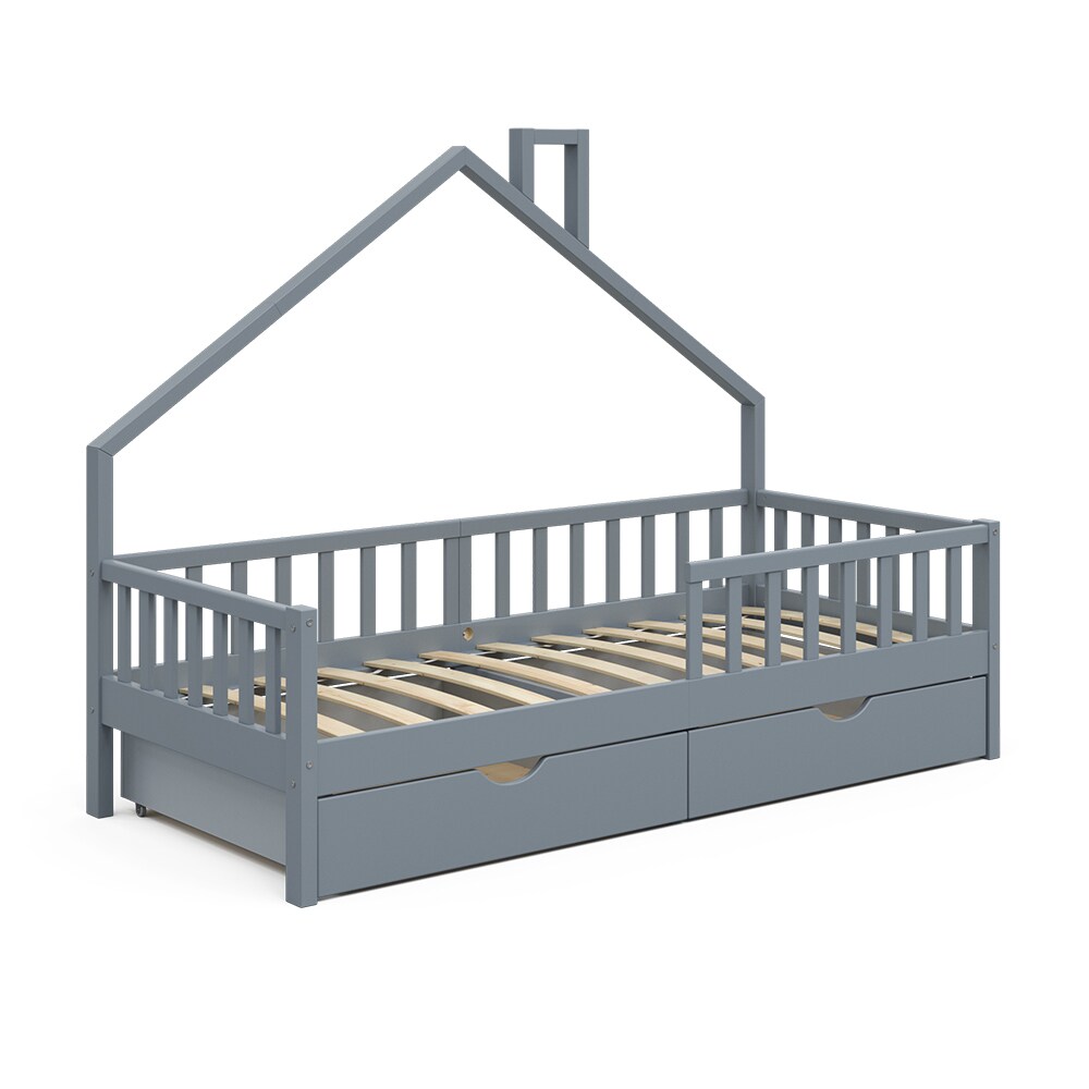 VitaliSpa Hausbett Kinderbett Spielbett Noemi 90x200cm Schubladen Rausfallschutz