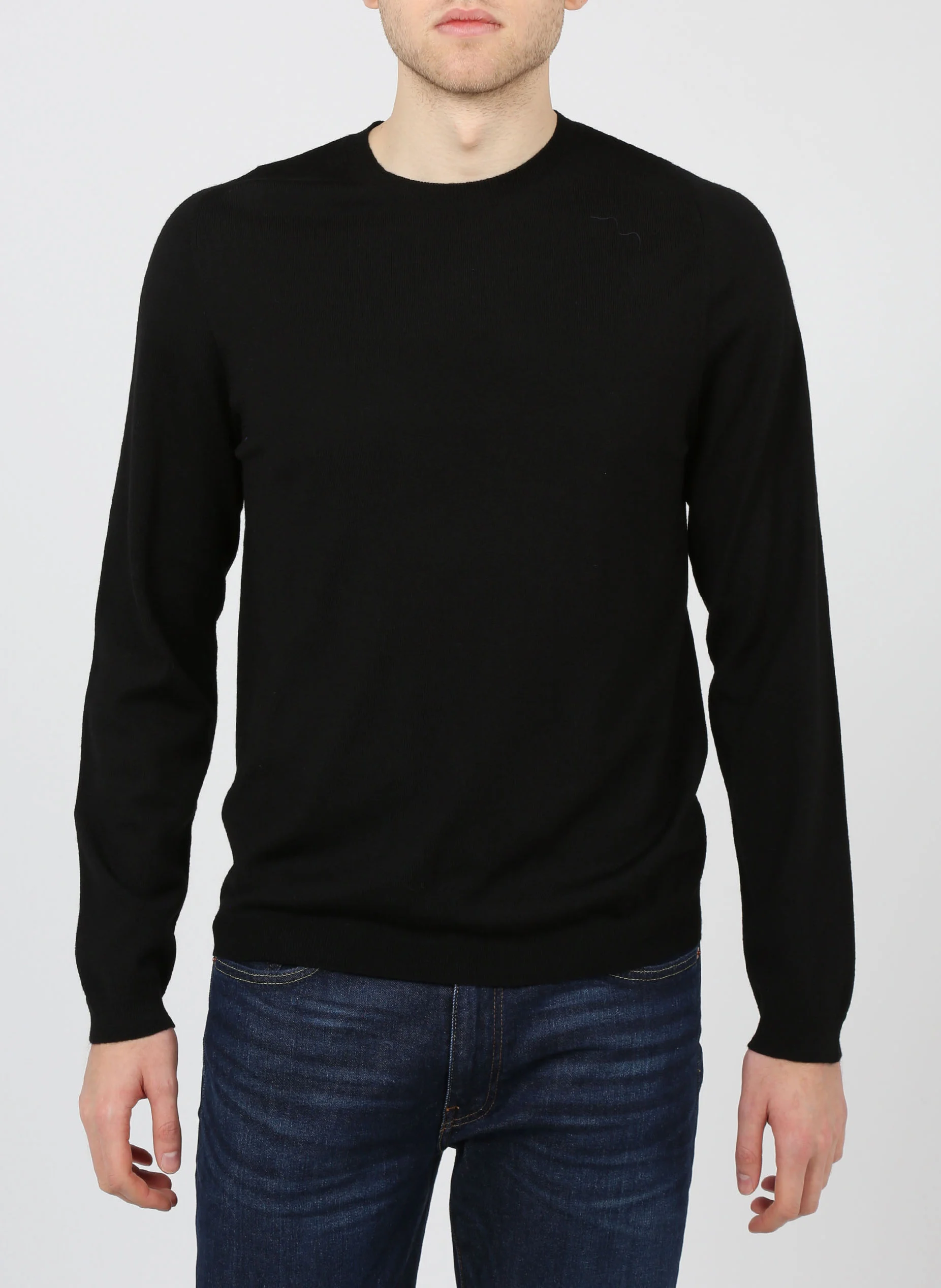 FLEX - Pull col rond regular-fit en laine | Noir