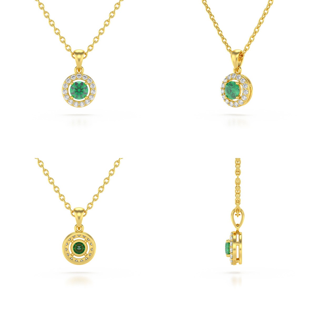 Collier Pendentif ADEN Or 585 Jaune Emeraude et Diamants Chaine Or 585 incluse 0.56grs