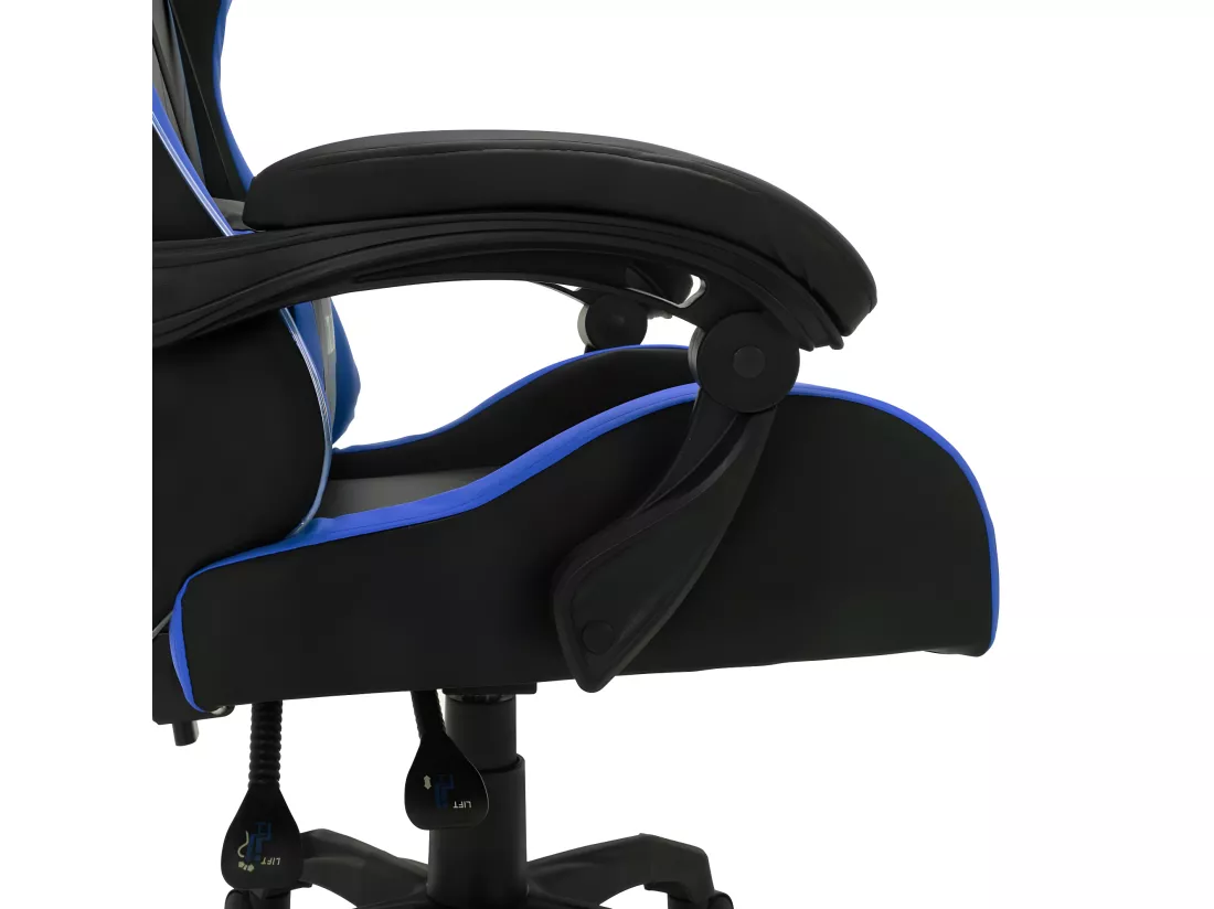 Fauteuil de jeux vidéo avec LED RVB Bleu et noir Similicuir