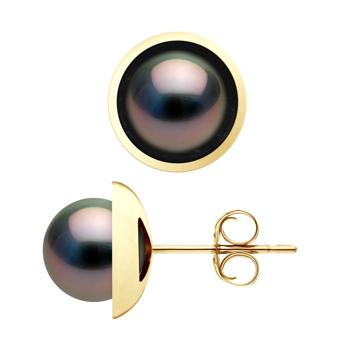 STELLA - Boucles d'Oreilles Perles de Tahiti 9-10 mm Or Jaune