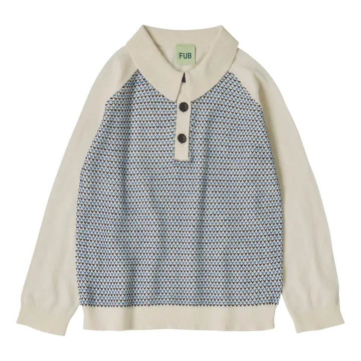 FUB Polo Manches Longues Maille Extra Fine Coton Bio | Ecru