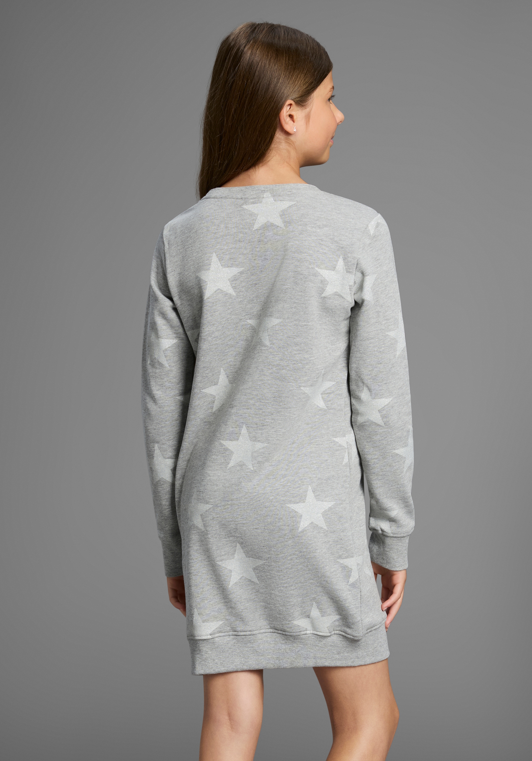 KIDSWORLD Sweatkleid »Sterne-Allover Kleid« für den Alltag,  ca. Mitte Oberschenkel Länge,  sportlicher Touch