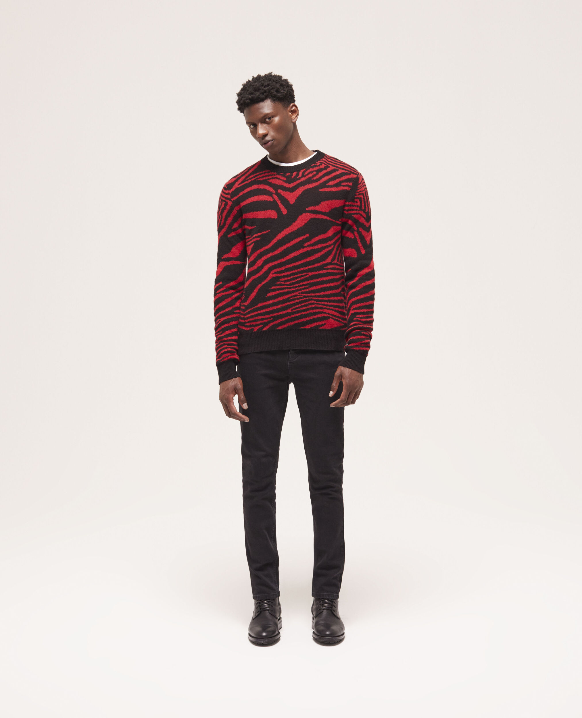Pull en laine imprimé rouge