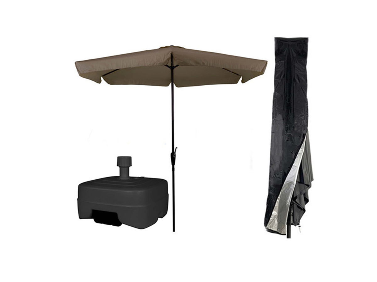 CUHOC Parasol Ø3m taupe + Redalbel parasolhoes en grote voet