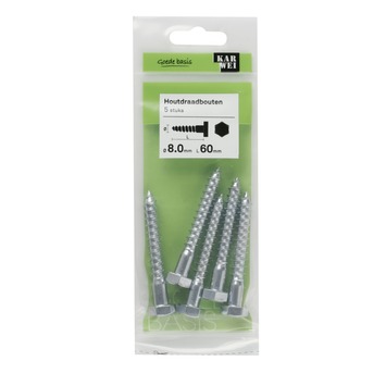 KARWEI houtdraadbout M8x60 mm 5 stuks